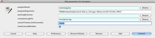 Configuration of the Simulator actor that calls EnergyPlus on Mac OS X and on Linux.