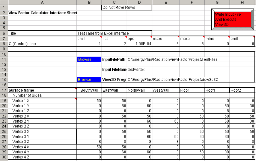 View Factor Interface VerticesZoneSheet