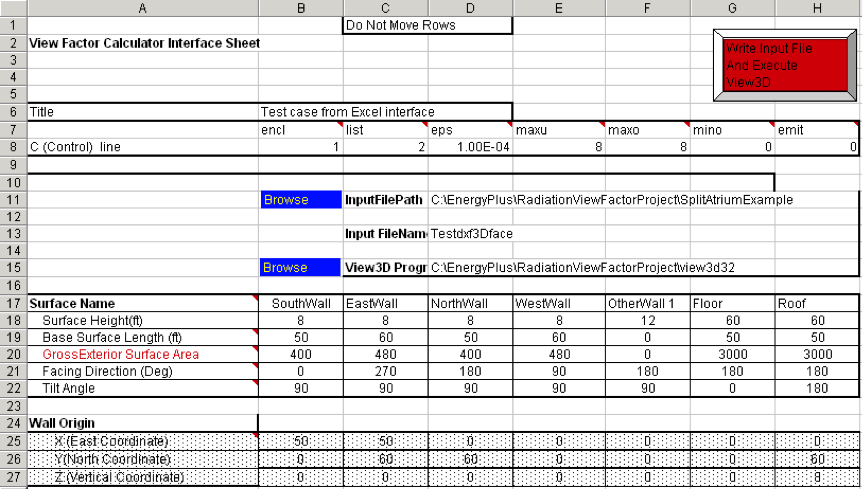 View Factor Interface ZoneSheet