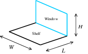 Window and Outside Shelf as Adjacent Perpendicular Rectangles.