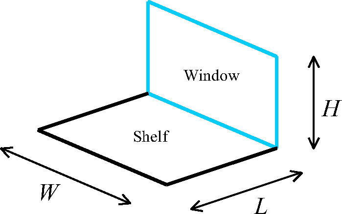 Window and Outside Shelf as Adjacent Perpendicular Rectangles.