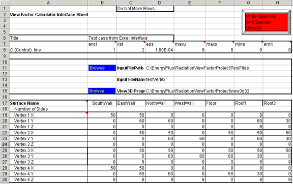 View Factor Interface VerticesZoneSheet